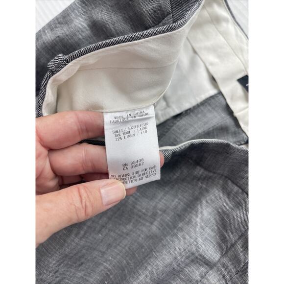 Theory Women Size 30 Dress Pant Grey Straight Wool Linen Work Classic Preppy NEW - Picture 10 of 16